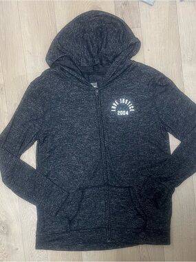 3/$20-Justice Black Heather Zip Hoodie